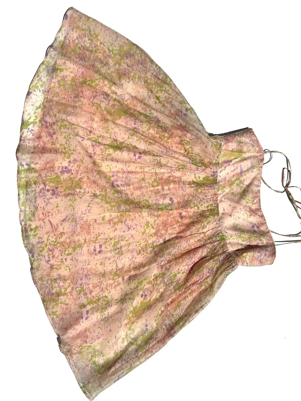 ASTR Babydoll Serenity Pink and Green Floral Strap Tie-Shoulder Sundress Dress M